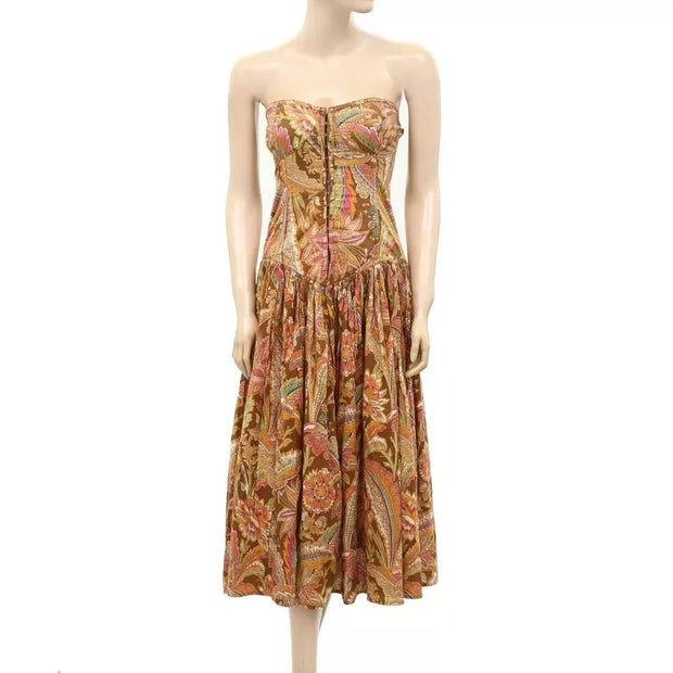 Anthropologie Love The Label Floral Cotton Tube Midi Dress