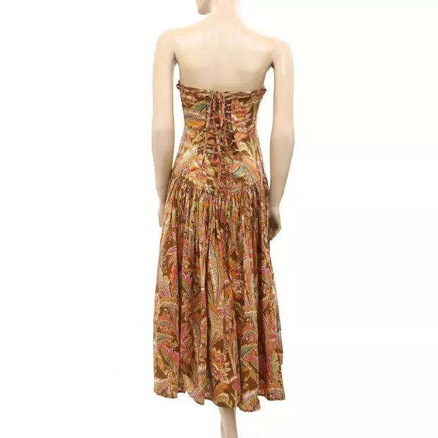 Anthropologie Love The Label Floral Cotton Tube Midi Dress