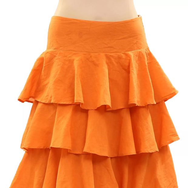 The Great Solid Smocked Ruffle Maxi Skirt