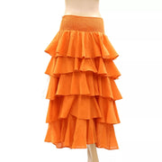 The Great Solid Smocked Ruffle Maxi Skirt