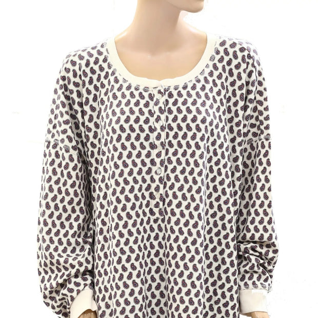 By Anthropologie Long-Sleeve Waffle Knit Pyjama Tunic Top