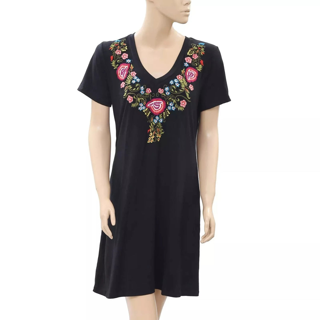 Caite Anthropologie Floral Embroidered Tunic Dress