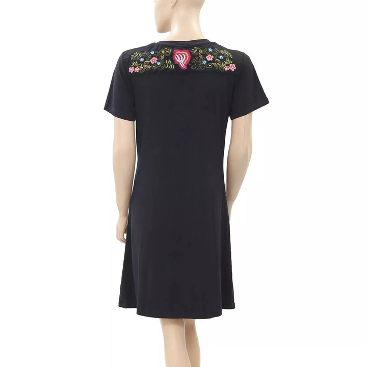 Caite Anthropologie Floral Embroidered Tunic Dress