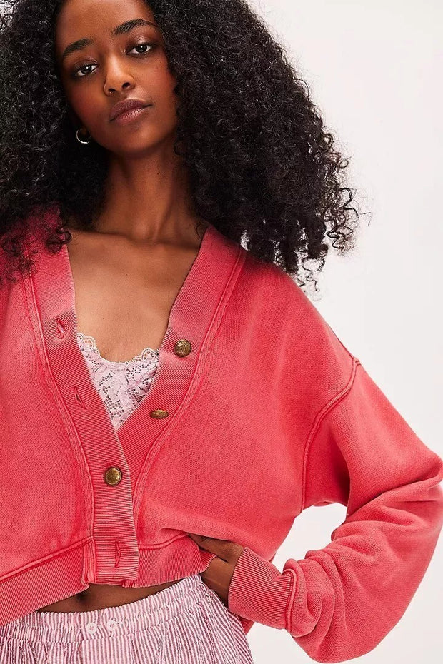 Free People Grace Cardi Sweatshirt Top