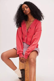 Free People Grace Cardi Sweatshirt Top