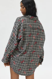 BDG Urban Outfitters Dani Embroidered Flannel Shirt Tunic Top