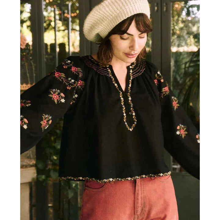 The Great. Passage Moonflower Embroidered Blouse Top