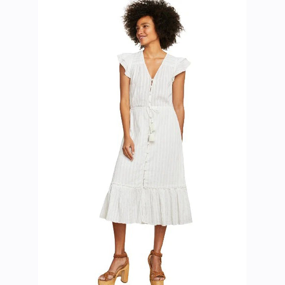 Veronica Beard Tinzia Lurex-Striped Midi Dress