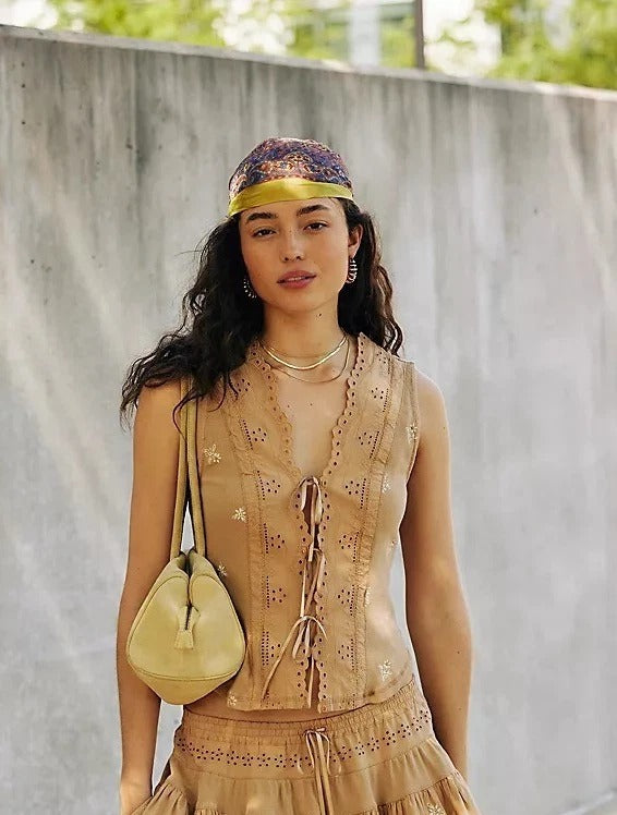 Free People Gesibelle Embroidered Blouse Top