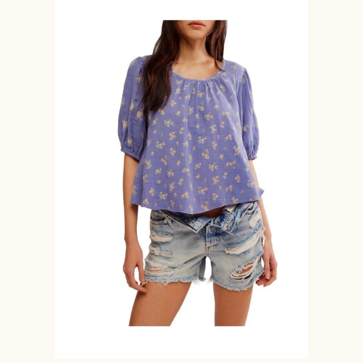 Free People Chloe Printed Blouse Top