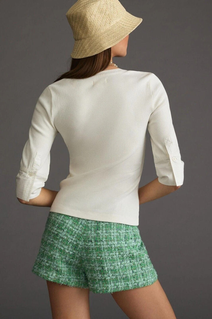 Maeve Anthropologie Cuffed Popover Shirt Blouse Top
