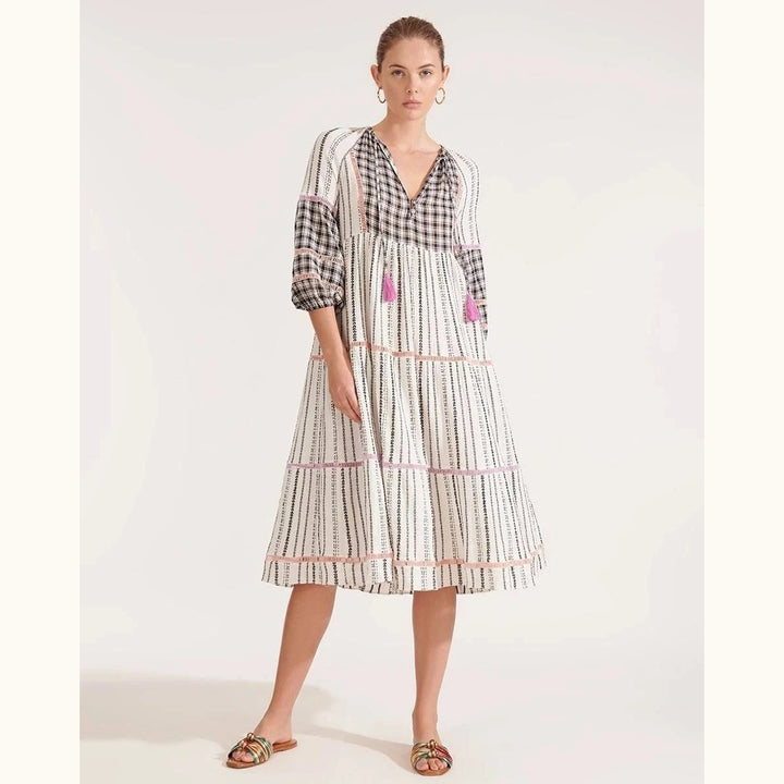 Veronica Beard Eileen Checked Cover-Up Midi Dress
