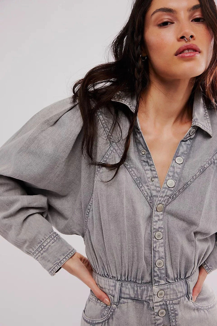 Free People Mad Love Denim Midi Dress