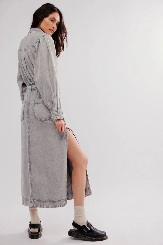 Free People Mad Love Denim Midi Dress