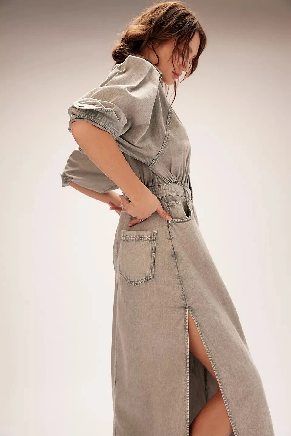 Free People Mad Love Denim Midi Dress