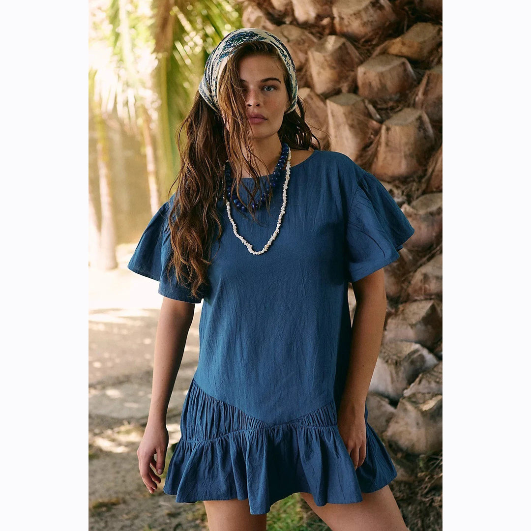 Free People Free-Est Blue Tunic Mini Dress Free People Free-Est Blue Tunic Mini Dress