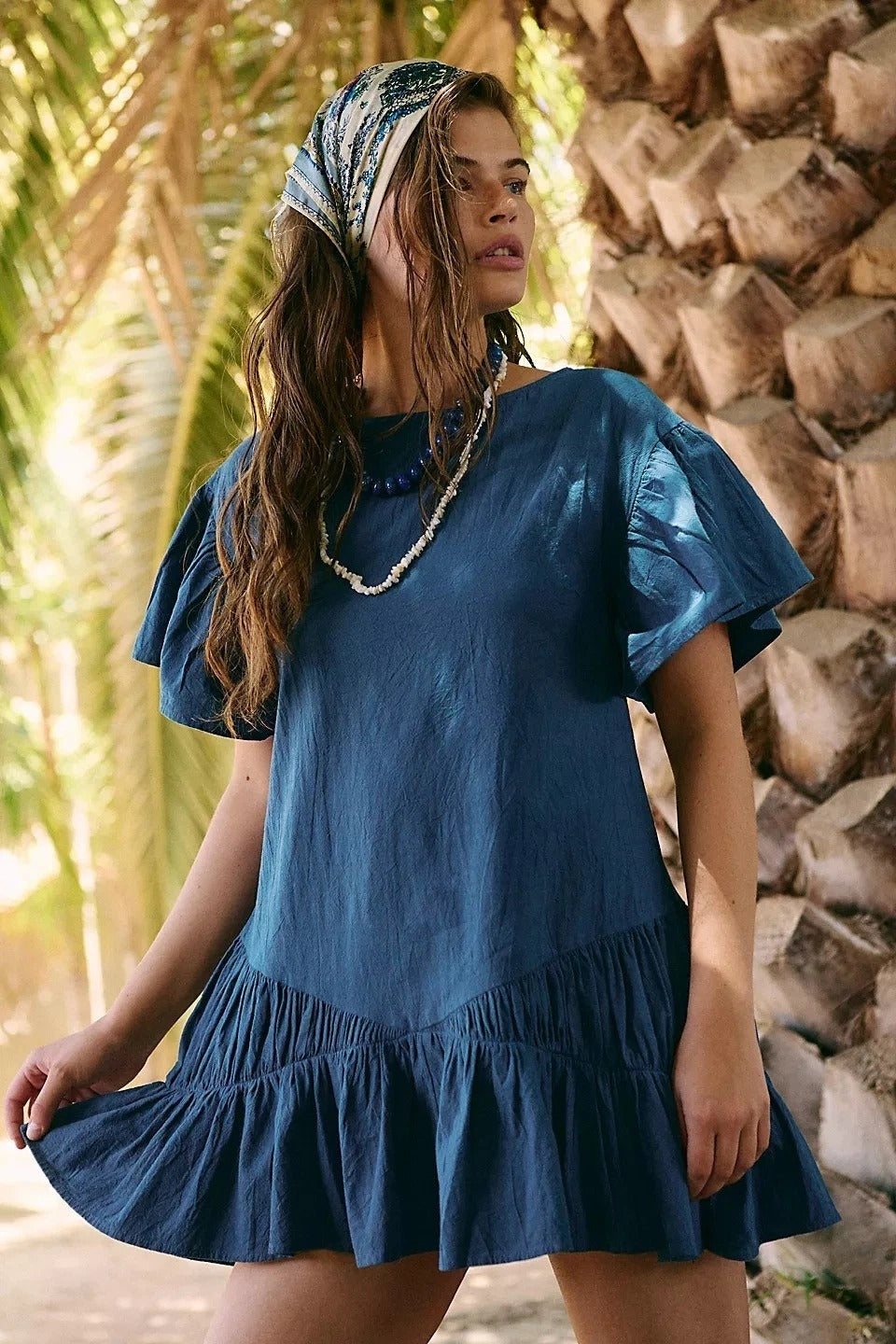 Free People Free-Est Blue Tunic Mini Dress Free People Free-Est Blue Tunic Mini Dress
