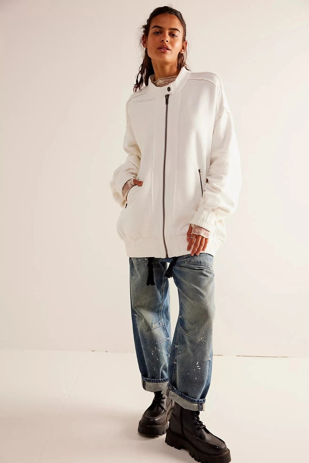 Free People Lou Moto Zip Jacket Top