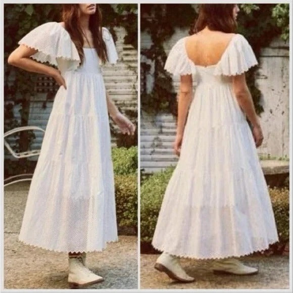 The Great Eyelet Hummingbird Midi Dress