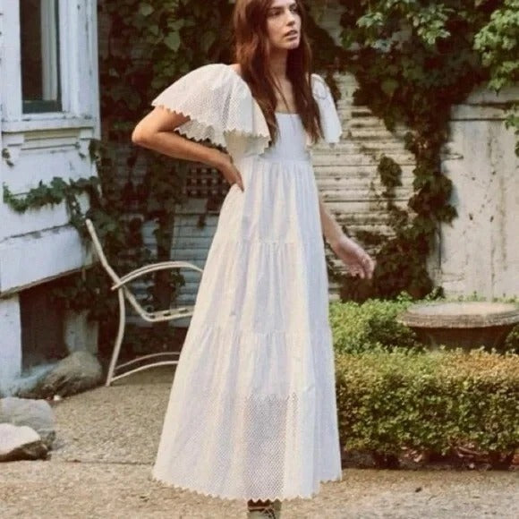 The Great Eyelet Hummingbird Midi Dress