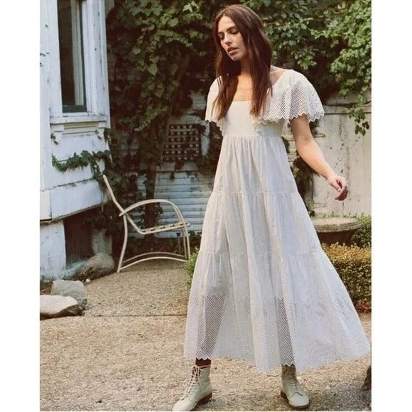 The Great Eyelet Hummingbird Midi Dress