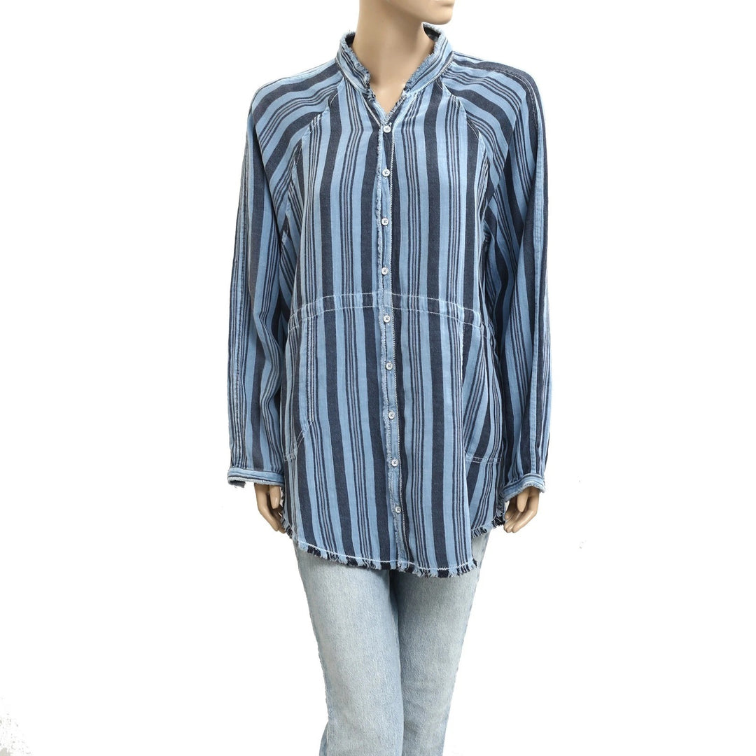 Free People We The Free Summer Daydream Stripe Buttondown Shirt Top S