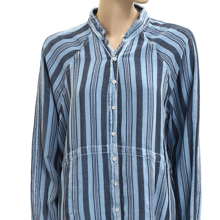 Free People We The Free Summer Daydream Stripe Buttondown Shirt Top S