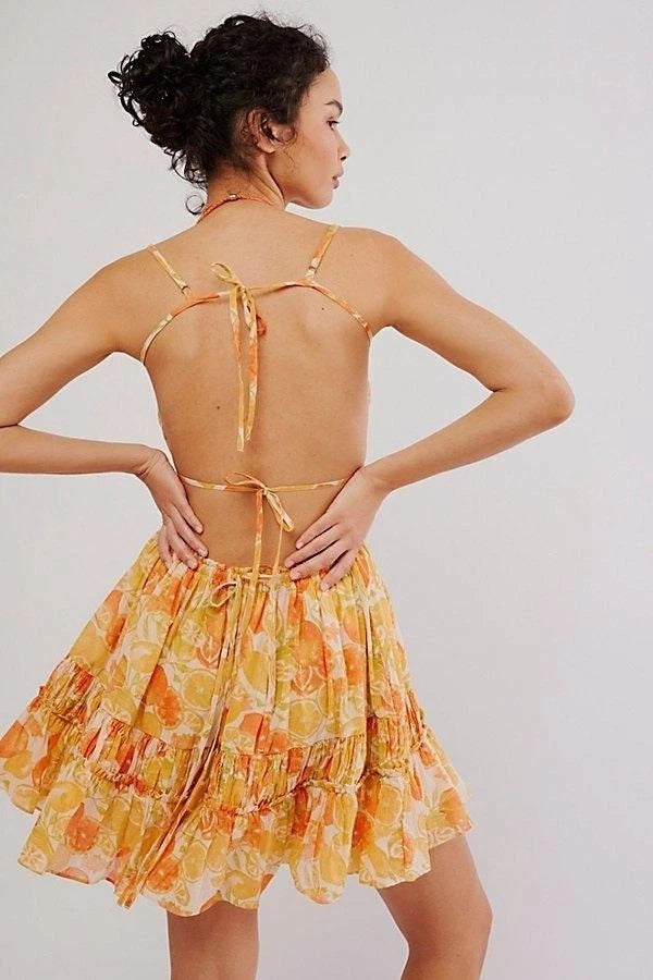 Free People Taking Sides Print Mini Dress