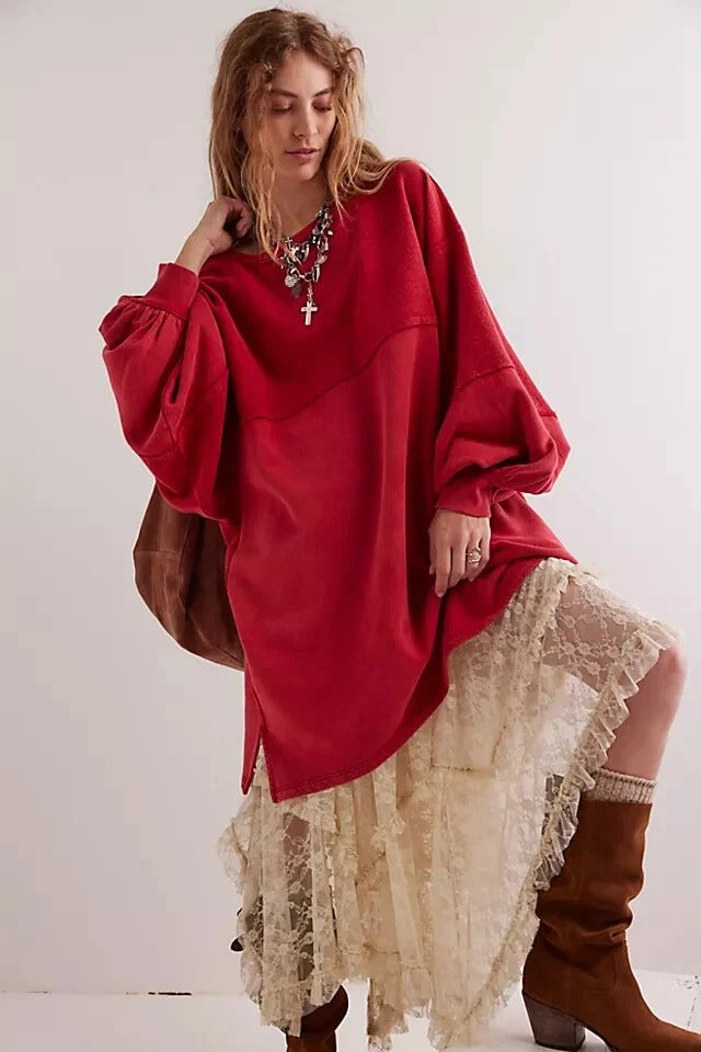 Free People We The Free Coastal Solid Crew Sweatshirt Top