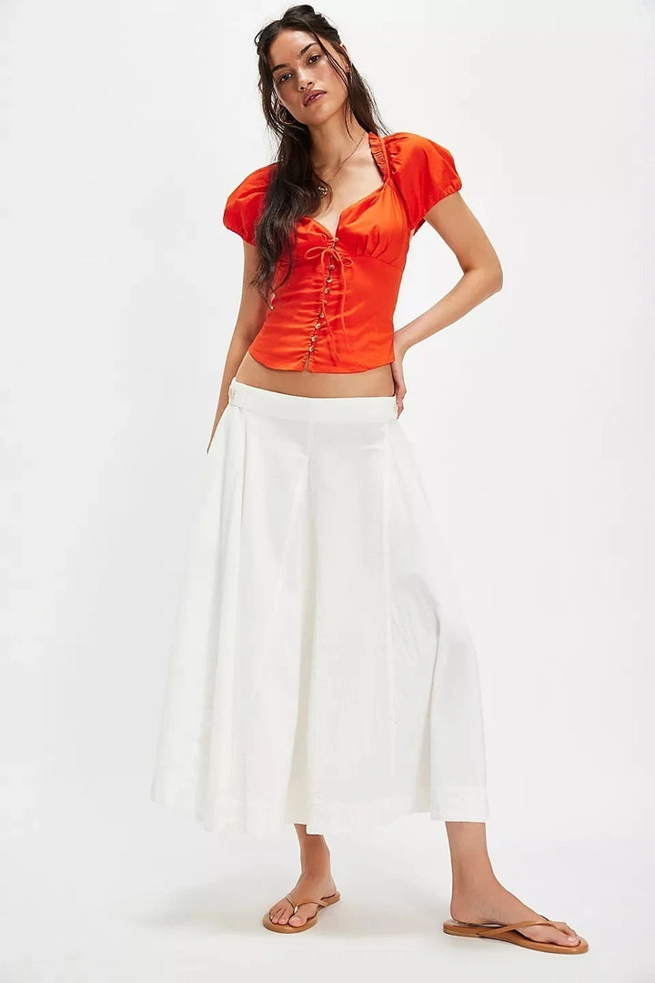 Free People Summer Short Sleeve Blouse Shirt Top