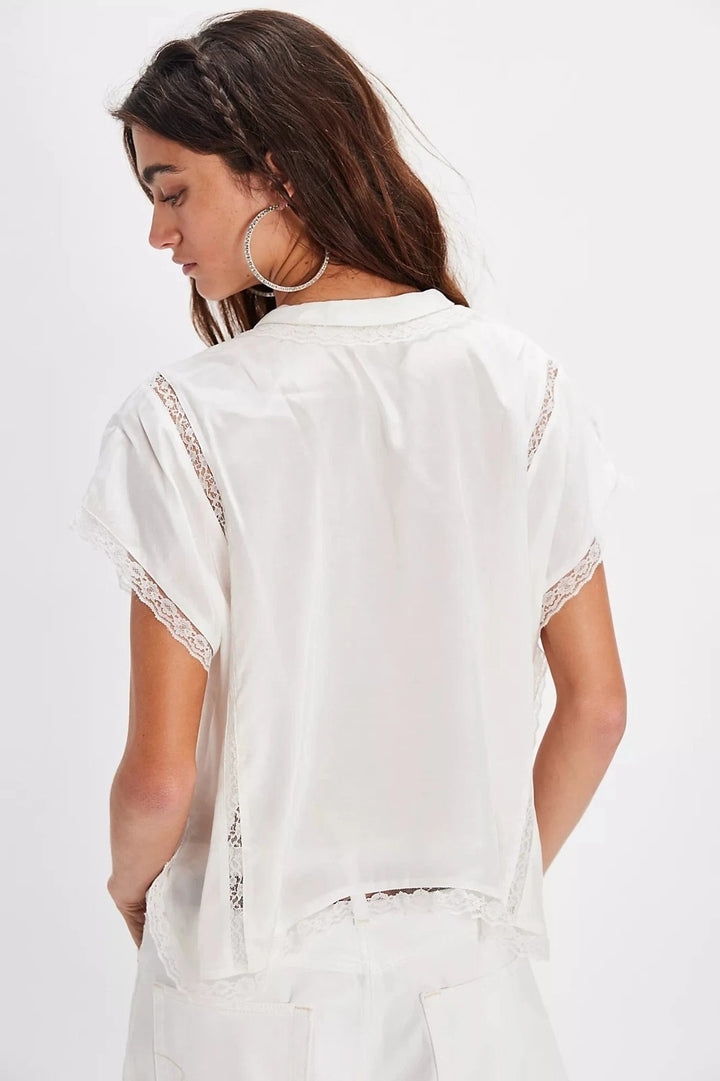 Free People Marigold Shine Lace Blouse Top