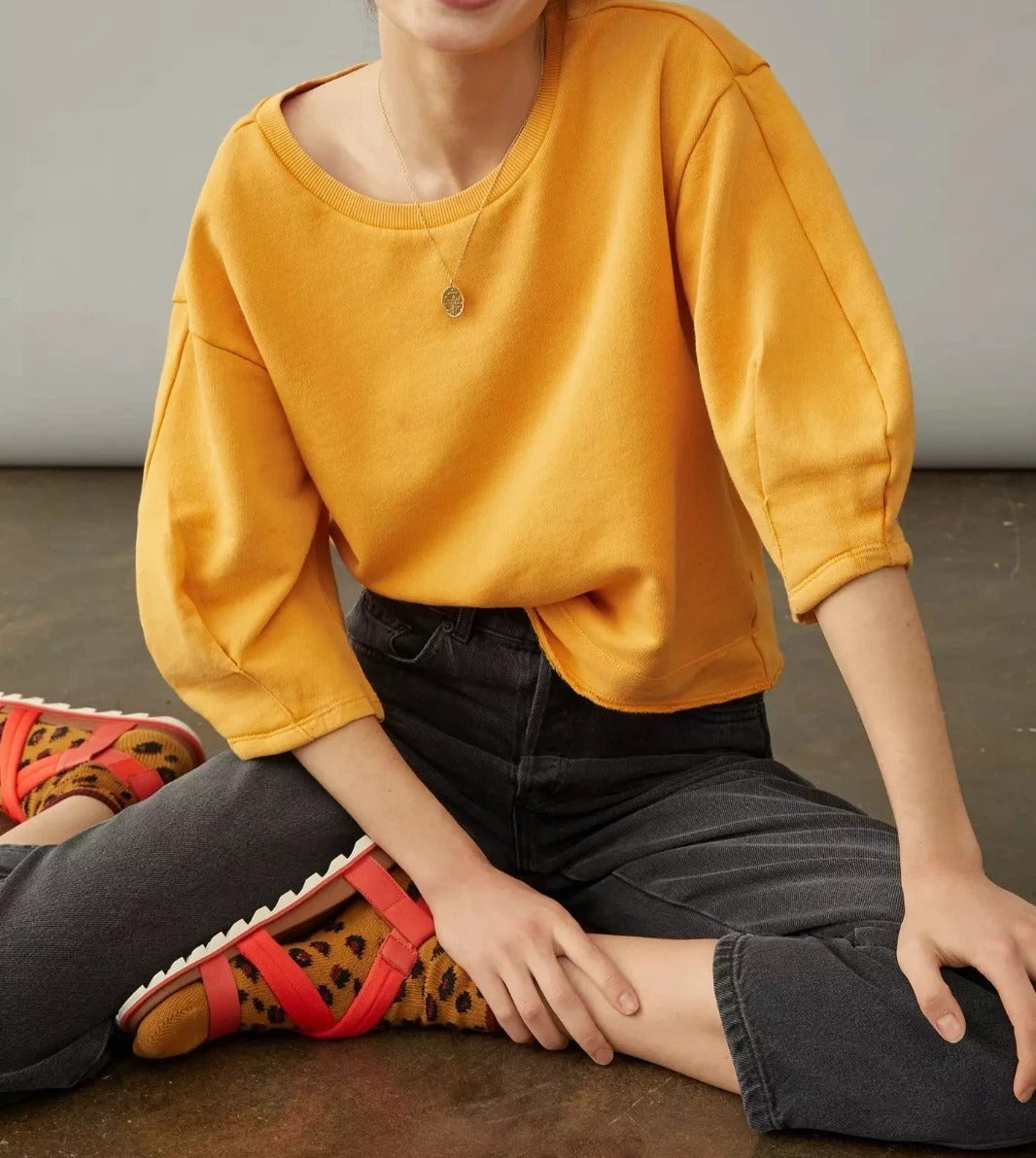 Anthropologie Kris Pleated Sweatshirt Top