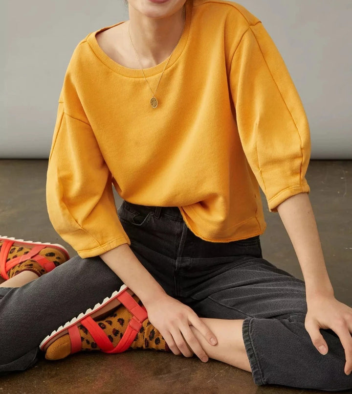 Anthropologie Kris Pleated Sweatshirt Top