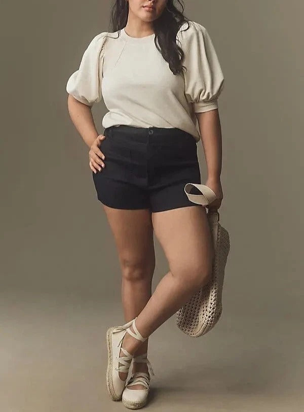 Maeve by Anthropologie Short Puff-Sleeve Sweatshirt Top