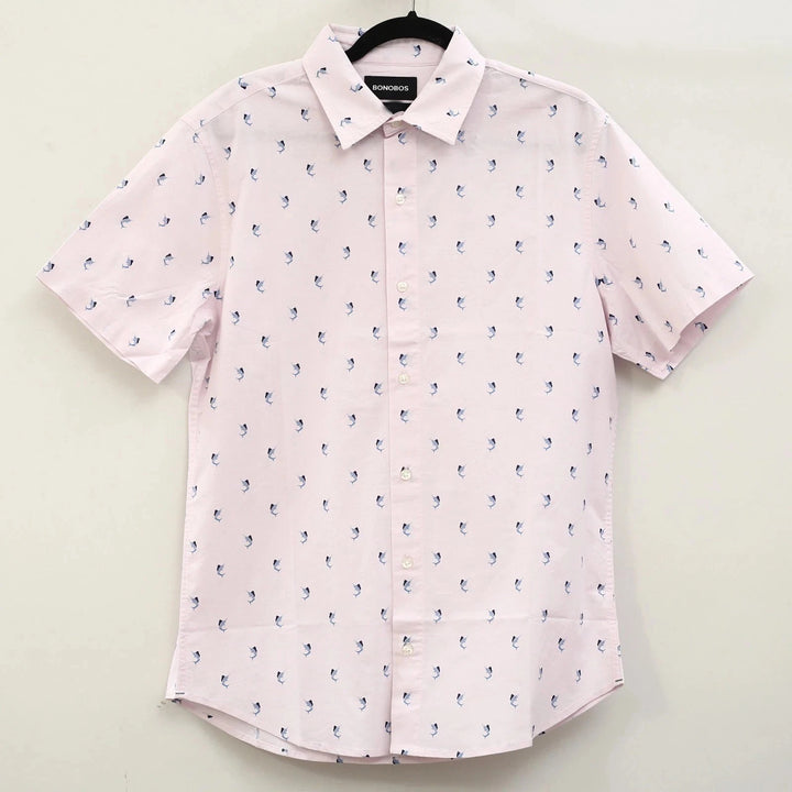 Bonobos Pink Swordfish Print Stretch Riviera Shirt