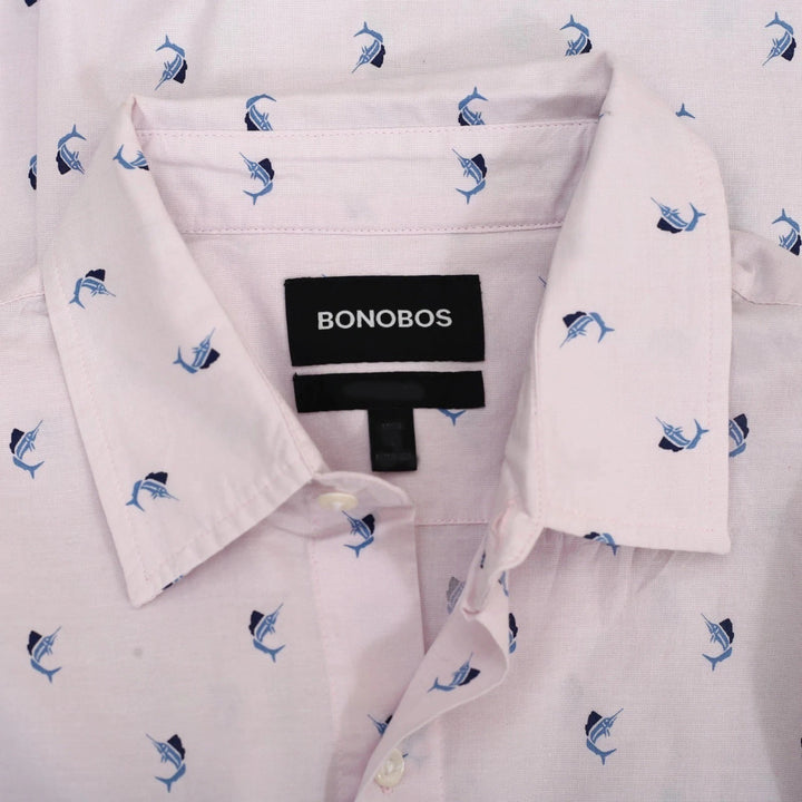 Bonobos Pink Swordfish Print Stretch Riviera Shirt