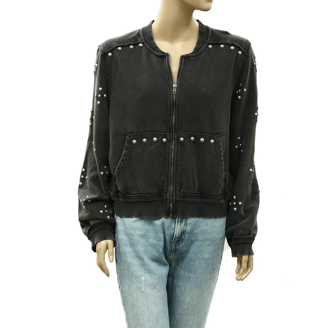 Free people We The Free On My Mind Studded Zip Up Trendy Jacket