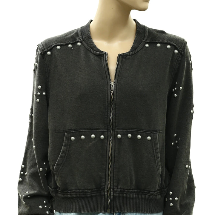 Free people We The Free On My Mind Studded Zip Up Trendy Jacket
