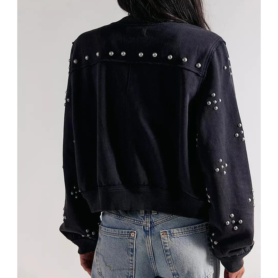 Free people We The Free On My Mind Studded Zip Up Trendy Jacket