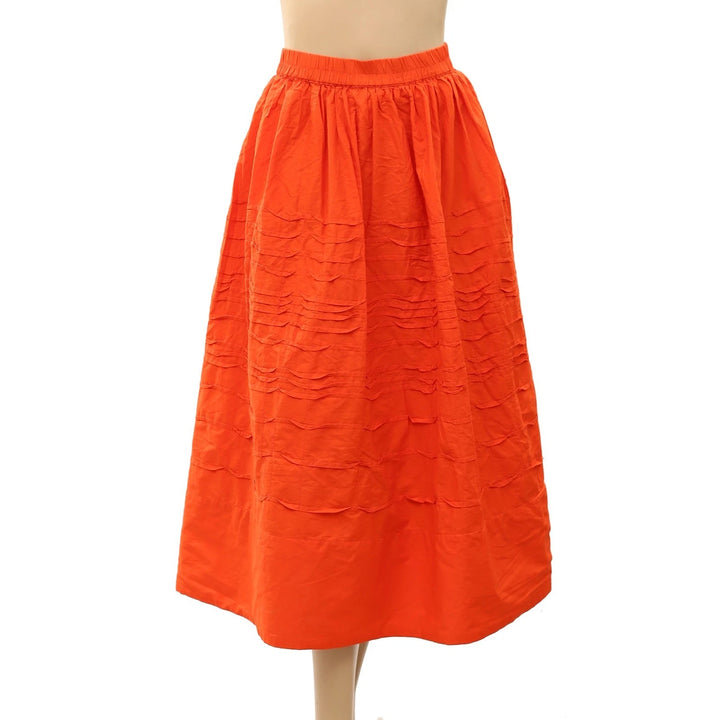 Anthropologie Maeve Cotton Pintuck Women's Midi Skirt