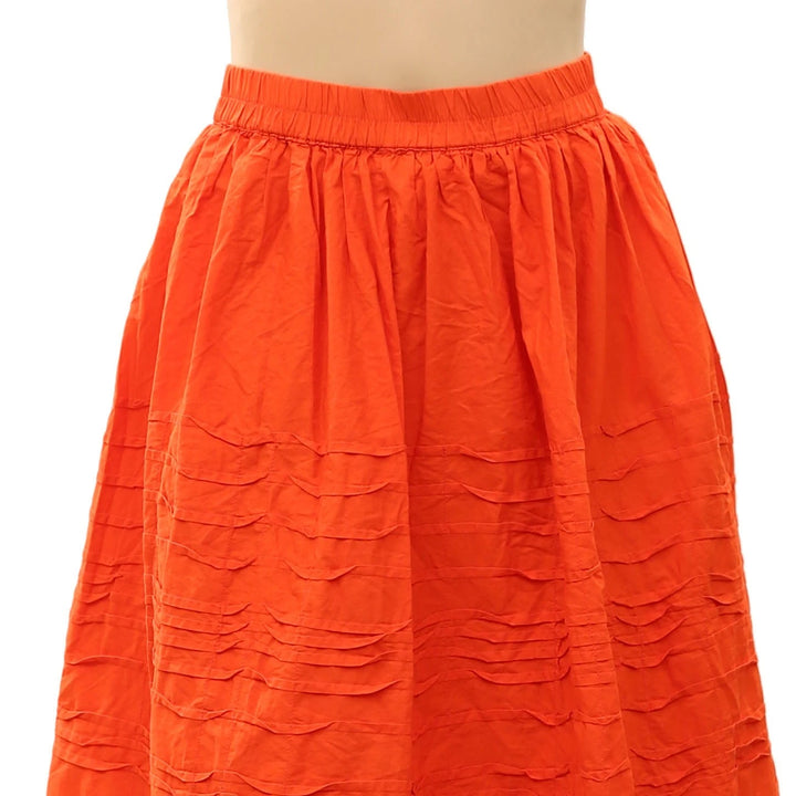 Anthropologie Maeve Cotton Pintuck Women's Midi Skirt