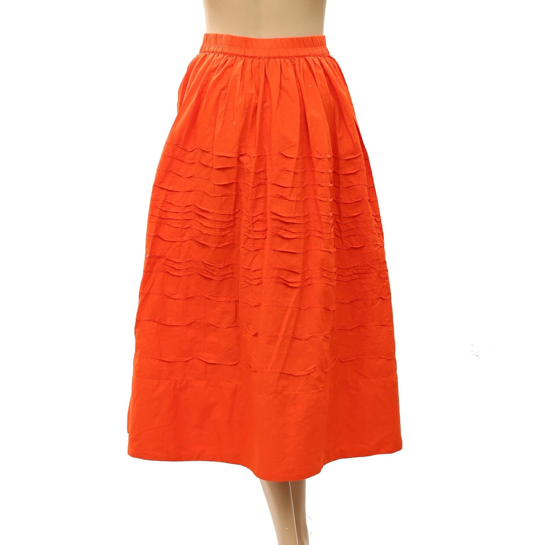 Anthropologie Maeve Cotton Pintuck Women's Midi Skirt