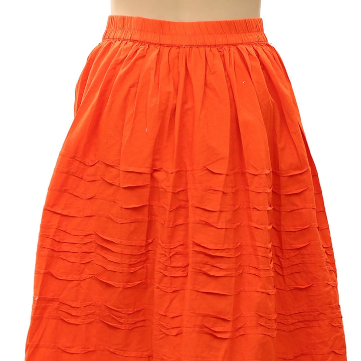 Anthropologie Maeve Cotton Pintuck Women's Midi Skirt