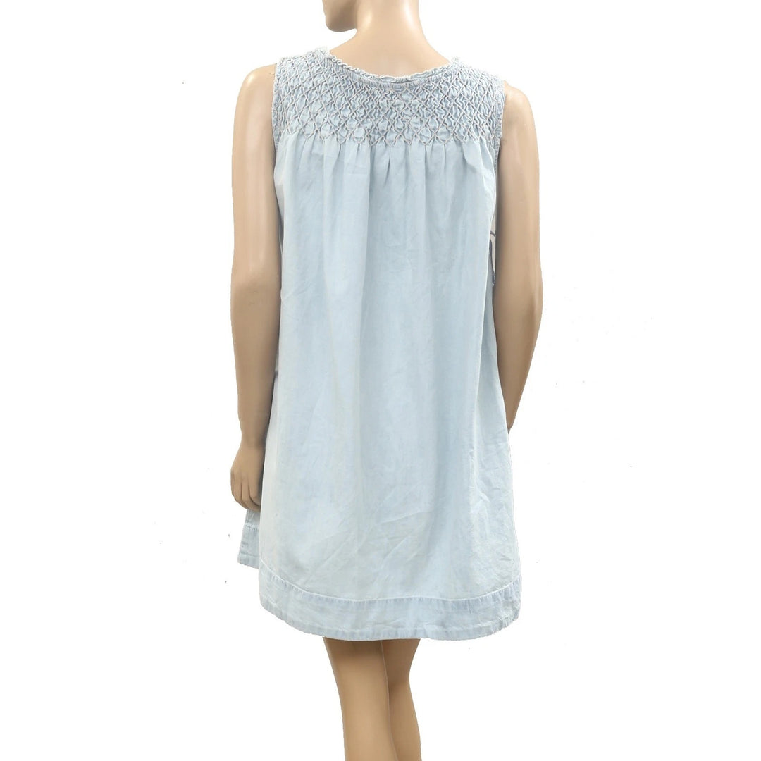 Free People Maisie Smocked Denim Mini Dress