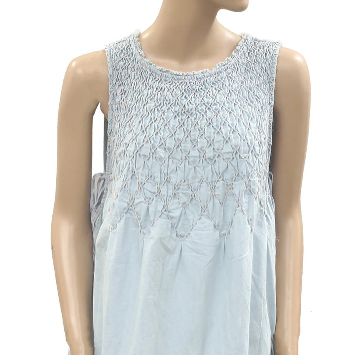 Free People Maisie Smocked Denim Mini Dress