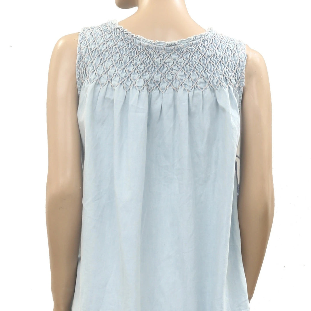 Free People Maisie Smocked Denim Mini Dress