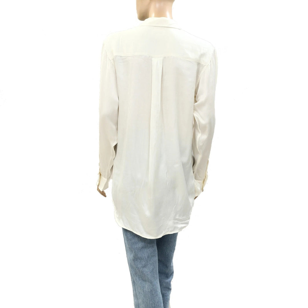 Denim &amp; Supply Ralph Lauren 纯色象牙色长袍衬衫上衣 XS
