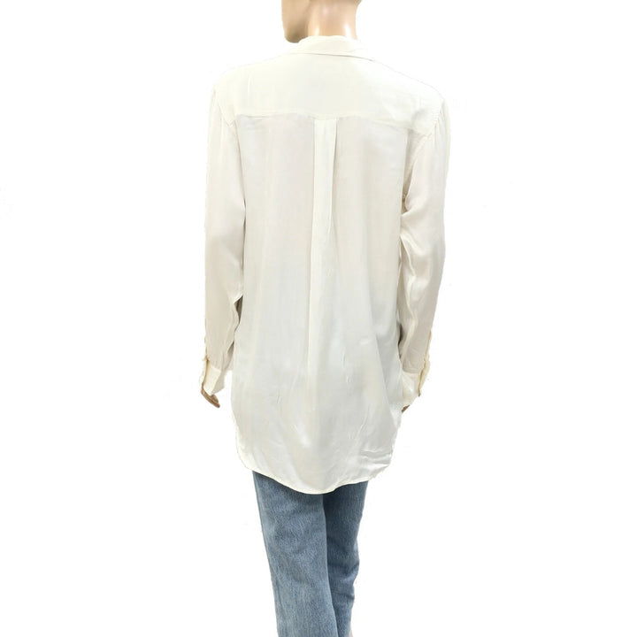 Denim &amp; Supply Ralph Lauren 纯色象牙色长袍衬衫上衣 XS