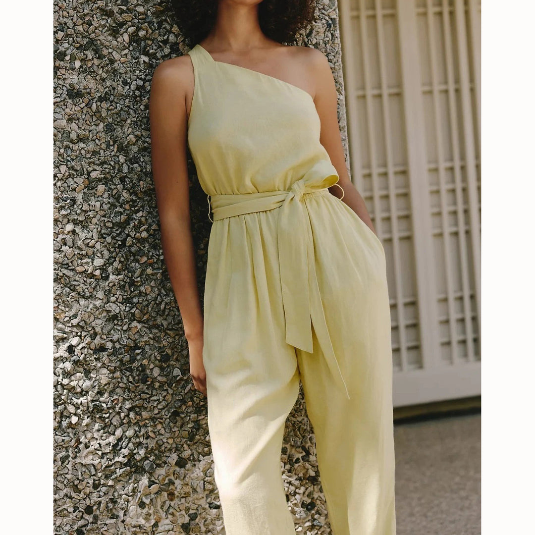 Anthropologie Celandine One-Shoulder Jumpsuit Dress