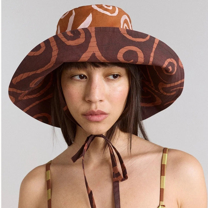 Damson Madder Reversible Sunhat Mixed Swirl Hat Two-in-one Print Logo